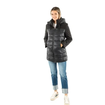 Image of ONLY Onlsophie MIX Puffer Winter coat, Women&#039;s, Size: Large, Black