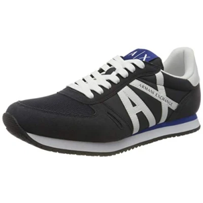 Image of Armani Exchange Trainers, Men&#039;s, Size: 6, Navy/white Imitation leather/ textile