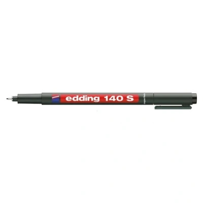 Image of edding 140 S permanent pen black 1 round nib 0.3 mm for writing on glass, plastic, foils and smooth surfaces permanent, quick drying, smudge proof waterproof