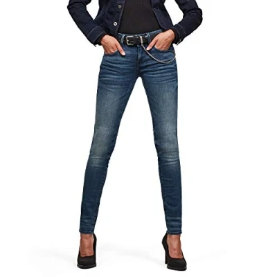 Image of G STAR RAW Women&#039;s Lynn Mid Waist Skinny Jeans, Blue (Medium Aged 60885 6550 071), 34W / 32L