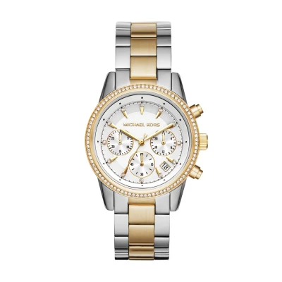 Image of Michael Kors RITZ Chronograph watch silvercoloured/goldcoloured, Women&#039;s, Size: One Size, Silver coloured/gold coloured