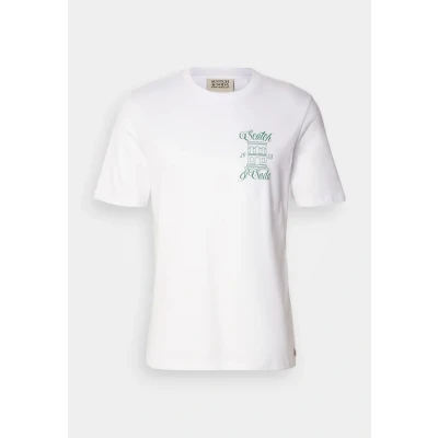 Image of Scotch &amp; Soda Men&#039;s Front Left Chest Artwork T Shirt, White 101, XL