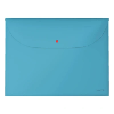 Image of Leitz A4 Plastic Popper Wallet With 2 Pockets, 50 Sheet Capacity, Pack of 3, Cosy Range, Calm Blue, 47090061