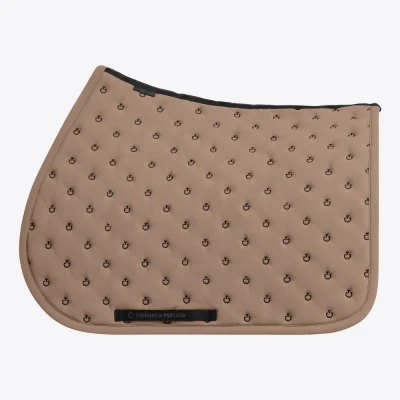 Image of Cavalleria Toscana CT Embroidery Quilted Jumping Saddle Pad Walnut Full Size Red Horse &amp; Equestrian