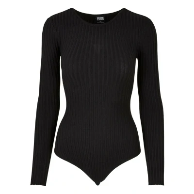 Image of Urban Classics Women&#039;s Ladies Rib Knit Longsleeve Body T Shirt, Black, 3XL