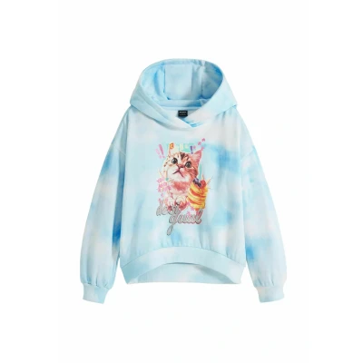Image of Desigual CAT Clouds Hoodie for kids, Size: 9/10y, Blue