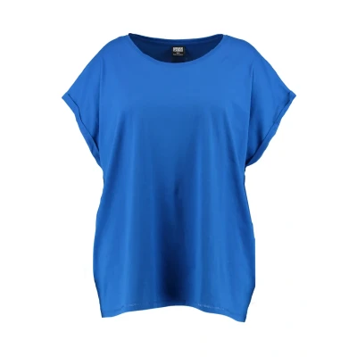Image of Urban Classics Curvy Ladies Extended Shoulder TEE Basic Tshirt, Women&#039;s, Size: Medium, Bright blue