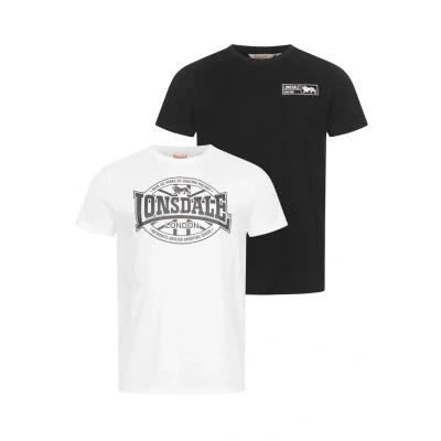 Image of Lonsdale Normale Passform Doppelpack Print Tshirt, Men&#039;s, Size: XXL, Black white
