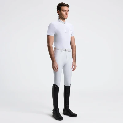Image of Cavalleria Toscana Mens CT Jersey W/Pocket Show Shirt Short Sleeves White IT39 Shirts Horse &amp; Equestrian