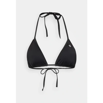 Image of Calvin Klein Swimwear Triangle Bikini top, Women&#039;s, Size: Large, Black