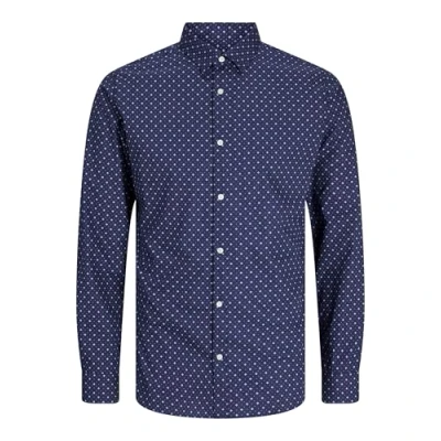 Image of Jack &amp; Jones Jjjoe Print Shirt Formal shirt, Men&#039;s, Size: Small, Navy blazer detail/ditsy