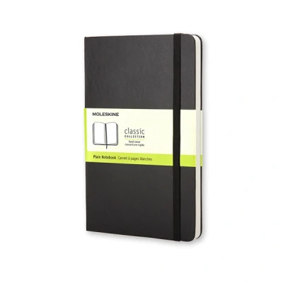 Image of Moleskine Large Plain Notebook Black: Size. Blanko. Mit Falttasche für Notizen. Gummiband Verschluß