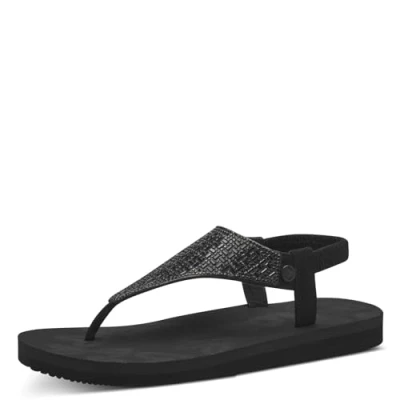 Image of s.Oliver Tbar sandals, Women&#039;s, Size: 4, Black Textile