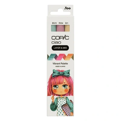Image of COPIC Ciao Layer &amp; Mix Pen Set Of 3 Vibrant Palette Markers, Art, Craft, Colouring, Graphic, Highlighter, Design, Anime Manga