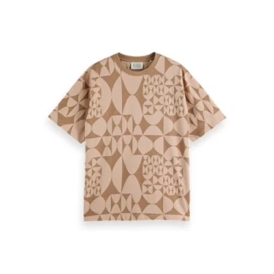 Image of Scotch &amp; Soda Print Tshirt, Men&#039;s, Size: Medium, Diamond beige