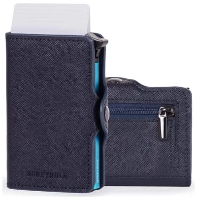 Image of Moneyhold Smart Wallet, Size: One Size, Blu saffiano