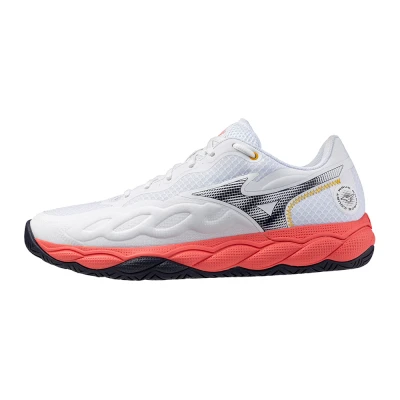 Image of Mizuno WAVE Enforce Court Multicourt tennis shoes, Men&#039;s, Size: 7, White/baritone blue/calypso coral shoes