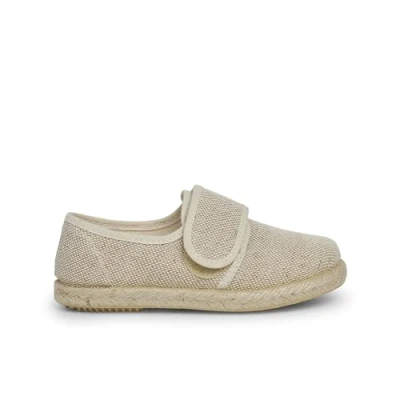 Image of Pisamonas Blucher Cinta Adhesiva Espadrilles for kids, Size: 11K, Beige Cotton