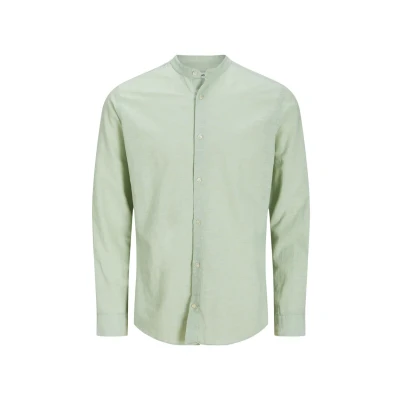 Image of JACK &amp; JONES Men&#039;s Jjebreeze Band Shirt Ls Sn Long Sleeve, Iceberg Green, L