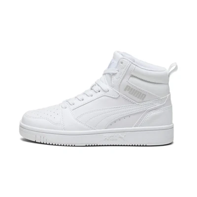 Image of Puma Rebound V6 MID JR Unisex Hightop trainers whitecool light gray for kids, Size: 3, white cool