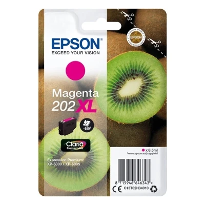Image of Epson 202XL Magenta Kiwi High Yield Genuine, Claria Premium Ink Cartridge, XL Capacity