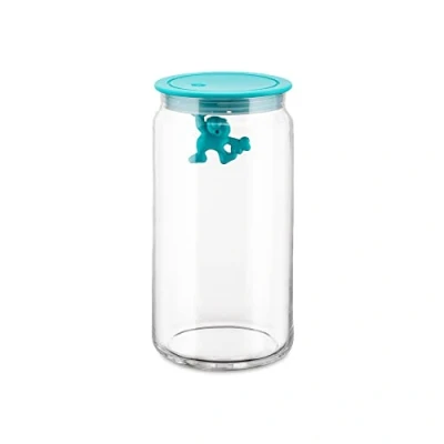 Image of Alessi Storage Jar Gianni A Little Man Holding On Tight AMDR06 AZ Blue 1.4 L by Mattia Di Rose