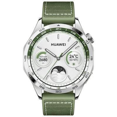 Image of Huawei Watch GT 4 46Mm Silver (Green Silicone Strap)