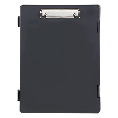 Image of MAUL Clipboard A4 Document Folder with Storage Box for Ballpoint Pen, Paper and Notepad Side Opening Suitable Backpack, Briefcase School Bag Black