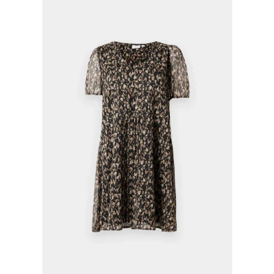 Image of Vila Women&#039;s Vifalia V Neck S/S Short Dress Noos, Black/Aop: Hazel, 8