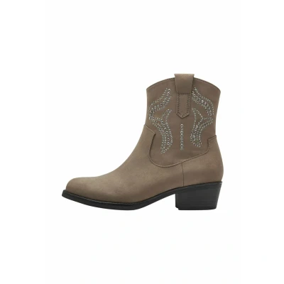 Image of Marco Tozzi Cowboy/biker ankle boot, Women&#039;s, Size: 7, Stone Textile
