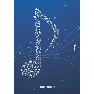 Image of Notenheft: DIN A4 100 Seiten Blanko Notenheft Große Lineatur Musik Schreibheft Leere Notensysteme Für Anfänger und Fortgeschrittene geeignet