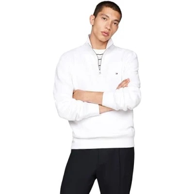 Image of Tommy Hilfiger Essential ZIP Sweatshirt, Men&#039;s, Size: 3XL, White