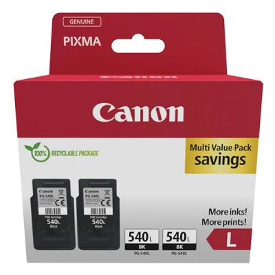 Image of Canon PG 540L (2 x Black) High Yield Genuine Ink Cartridges Cardboard Twin Pack