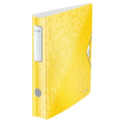 Image of Leitz A4 Lever Arch File Active, Yellow, Curved spine 65mm width, Elastic fastening, Light polyfoam, WOW Range, 11070016