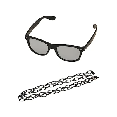 Image of Urban Classics Sunglasses Likoma Mirror WITH Chain Sunglasses, Men&#039;s, Size: One Size, Black/silver