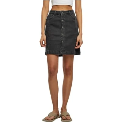 Image of Urban Classics Stretch Button Mini skirt, Women&#039;s, Size: 28, Black washed