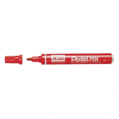 Image of Pentel N50 Permanent Marker Bullet Tip 1.5 2mm Line Red Ref B [Pack of 12]