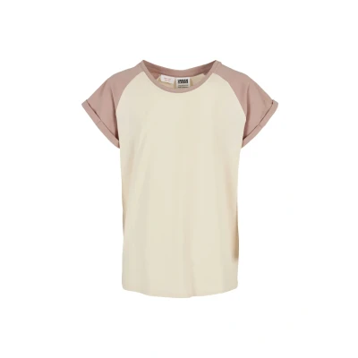 Image of Urban Classics Contrast Raglan Print Tshirt for kids, Size: 9 10y, Whitesand duskrose
