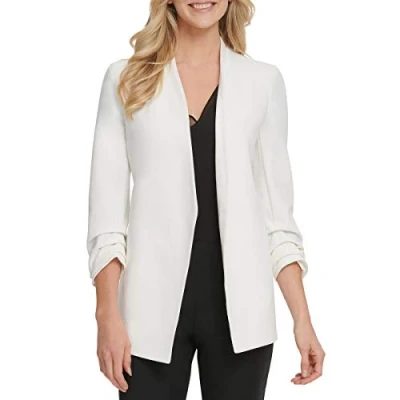 Image of DKNY OPEN Front Jacket Short coat, Women&#039;s, Size: Medium, Ivory