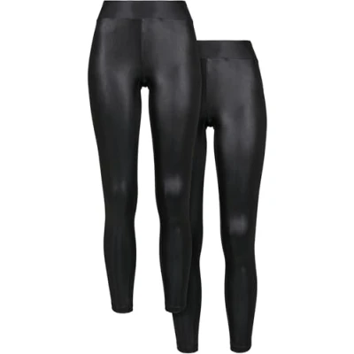 Image of Urban Classics 2 PACK Leggings Trousers, Women&#039;s, Size: XS, Black