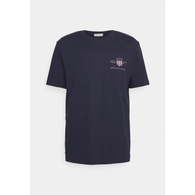 Image of GANT Men&#039;s Reg Archive Shield Emb Ss T Shirt, Evening Blue, XXS