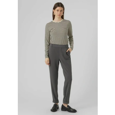 Image of Vero Moda Vmmaya MR Loose Solid PANT Trousers, Women&#039;s, Size: XSx30, Grey pinstripe