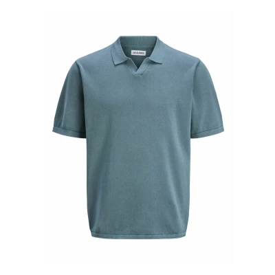 Image of JACK &amp; JONES Men&#039;s Jjeleo Knit Polo Ss Sn Shirt, Oceanview, L