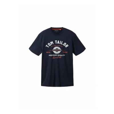 Image of TOM Tailor LOGO Print Tshirt, Men&#039;s, Size: Small, Sky captain blue