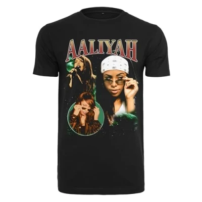 Image of Mister Tee Aaliyah Print Tshirt, Men&#039;s, Size: XS, Black