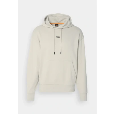Image of BOSS Men WeSmallhood Cotton Fleece Hoodie with Contrasting Logo, Light Beige271, 3XL