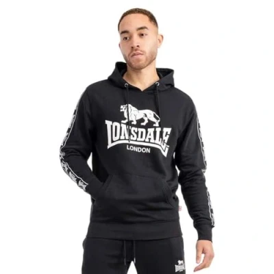 Image of Lonsdale Normale Passform Scousburgh Hoodie, Men&#039;s, Size: Large, Black white