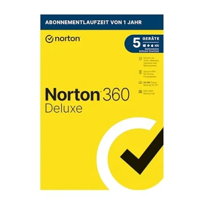 Image of Norton 360 Deluxe 2025 5 Devices Antivirus Unlimited Secure VPN &amp; Password Manager 1 Year PC/Mac/Android/iOS Activation Code in Original Packaging