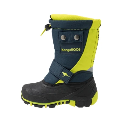 Image of Kangaroos BEAN Winter boots for kids, Size: 10K, Dark navy/lime Textile/synthetics