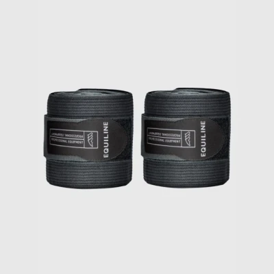 Image of Equiline Elastic Work Bandages With Fleece Set of 2 Black Horse &amp; Equestrian